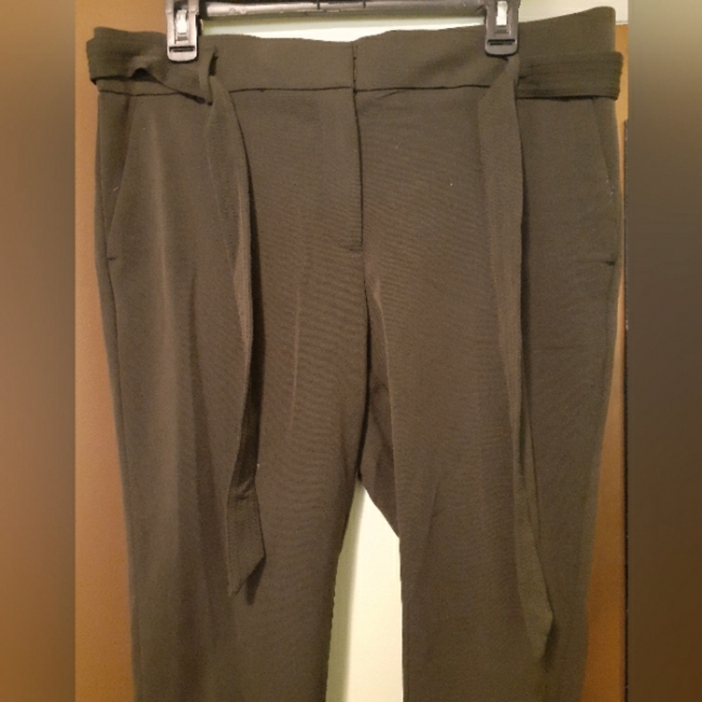 Olive Green Paperbag Dress Pants